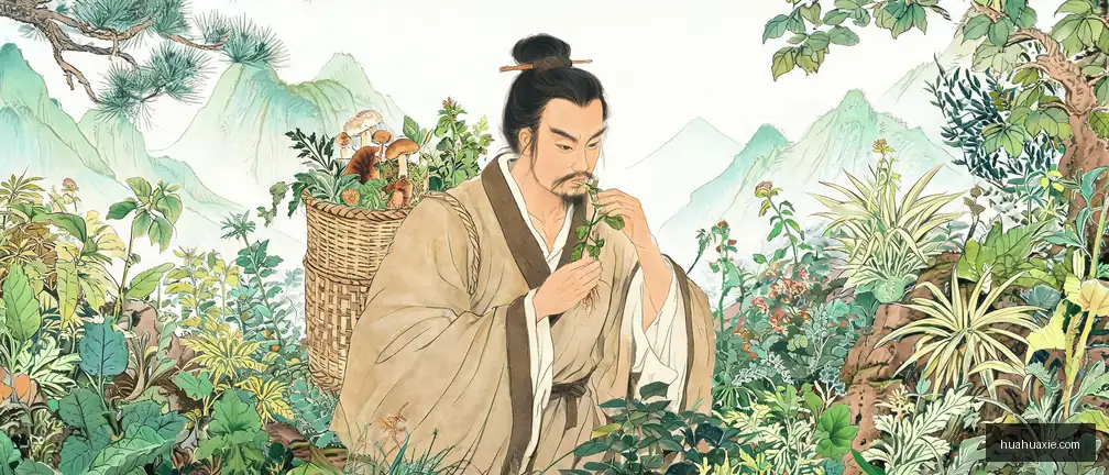 【传统文化】神农尝百草（图）