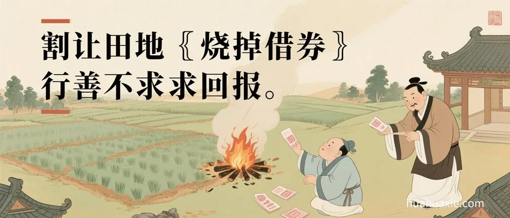 割让田地　烧掉借券　行善不求回报